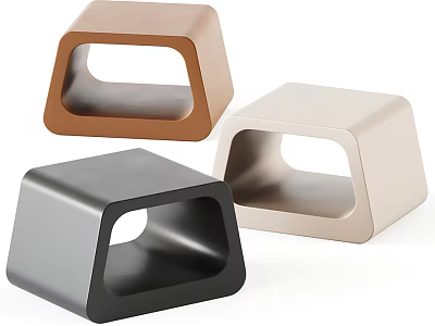 Modern Geometric Side Tables in Brown Black and Beige for Stylish Home Decor 3d model