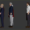 Group of People Wearing Different Colored Suits as 3D Character Models