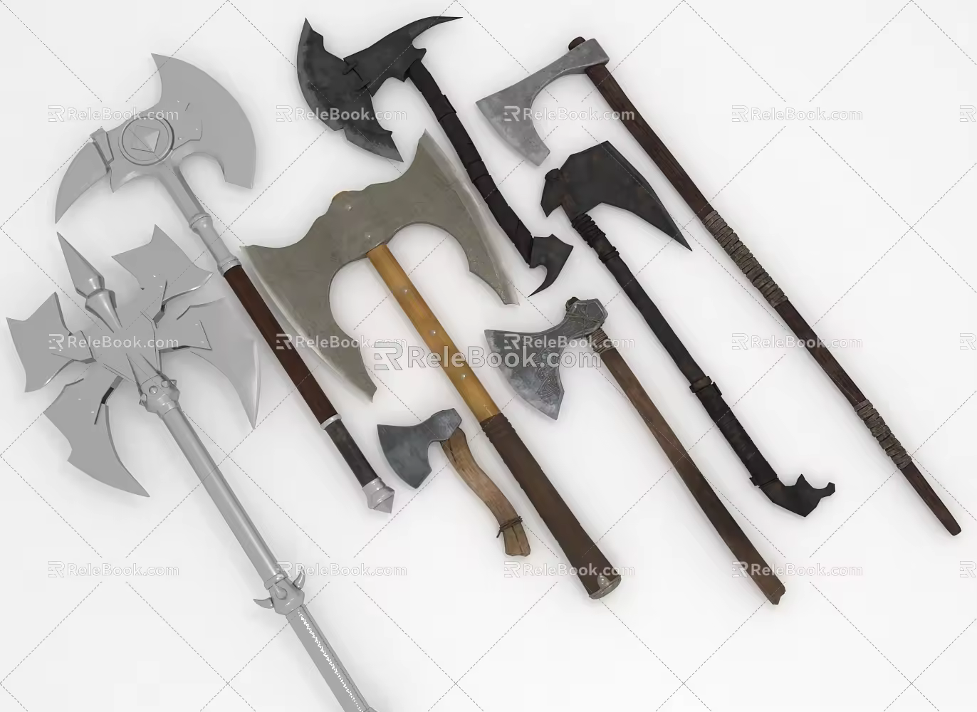 long handle axe big axe axe axe weapon cold weapon 3d model