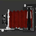 Vintage Retro Style Camera With Red Bellows Silver Metal And Black Body
