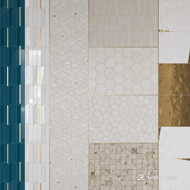 Building Exterior Wall Tile Samples With Various Colors Textures And Patterns 3d model 