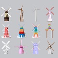 Windmill Windmill Building Power Generation Windmill Windmill Combination 3d model