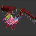 Fantasy Dragon Creature Featuring Red Pink Wings Black Body Open Mouth And Sharp Teeth