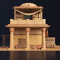 Classical European Architecture With Dome Balcony Columns Latticed Windows And Stone Facade