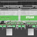 School Spacious Modern STEAM Classroom With Green Walls Tables And Equipment