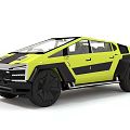 Futuristic Yellow Car With Angular Design Black Accents And Large Wheels