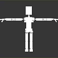 Game and Movie Character 3D Rendered White Robot with Extended Arms and Mechanical Joints