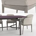 Modern Dark Purple Rectangular Dining Table Set With Light Beige Chairs 3d model