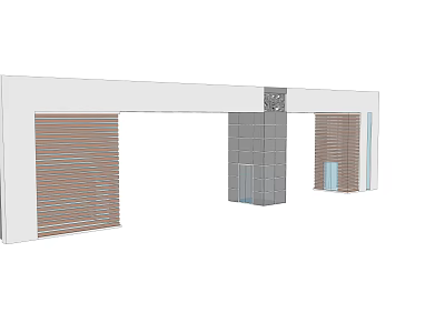 Modern Entrance Gate Design With White Frame Brown Shutters And Gray Panel 3d model