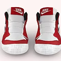 Nike Baby Red And White High Top Shoes With Swoosh Logo And Soft Sole