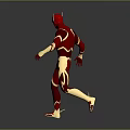 The Flash Superhero 3D Model In Red Costume With Yellow Lightning Running Pose