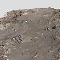 Martian Surface Landscape With Rocky Terrain Sand And Rover Tracks