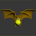 Cartoon Dragon Game Character With Yellow Body Orange Wings And Red Eyes On Black Surface