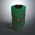 Warrior In Green Armor With Black Leather Straps And Metal Buckles