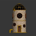 Ornate Tower Building Featuring Yellow Framework Brick Red Walls Decorative Circular Windows And Dome