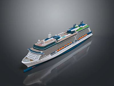 Modern Cruise Ship With Multi Level Decks And Reflective Exterior 3d model