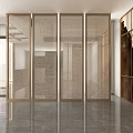 Modern Partition With Glass Panels Textured Design In Spacious Interior Space 3d model