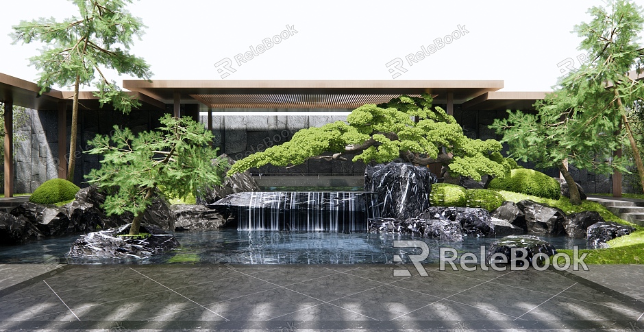 New Chinese-style rockery waterscape model