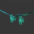 Two Mythical Creatures With Blue Wings And Silver Bodies Standing On Reflective Surface