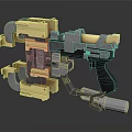 Sci Fi Weapon Gun With Gold Black Modular Design And Magazine 3d model