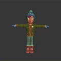 Game Movie Character With Blue Beanie Hair Green Jacket Red Shirt Brown Pants Outstretched Arms