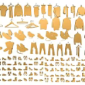Golden Clothing Shaped Wall Decor With Hangers And Shoes For Home Decoration