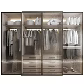 Modern Luxury Glass Door Wardrobe With Built In Lights Clothing Hanging Space And Storage Drawers