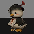 Adorable Plush Toy With Black Hat Red Bow Holding Paper With Red Characters