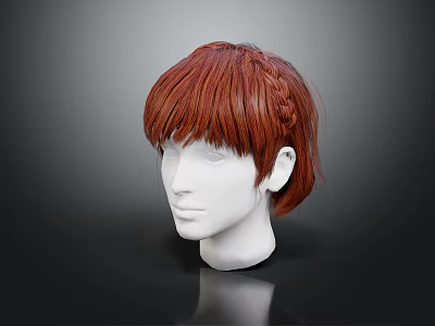 Human Mannequin Head With Short Red Hair And Braided Details 3d model
