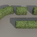 Decorative Green Bushes with Curved and Square Shapes for Garden Landscaping