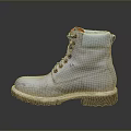 White High Top Leather Boots With Cuffed Top Orange Laces And Thick Sole