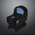 Tactical Weapon Sight With Black Body Blue Display Adjustment Knobs And Mounting Base