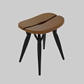 Modern Bar Stool With Wooden Curved Seat And Stylish Black Metal Legs Design