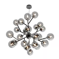 Modern Chandeliers With Multiple Silver White Spheres And Black Gold Frames 3d model