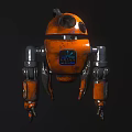 Orange Robot Character Featuring Mechanical Structure Future Forge Logo Metallic Arms And Robotic Design 3d model
