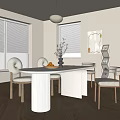 Bright White Oval Dining Table Set With Round Backrest Chairs Armchairs And Tabletop Decor