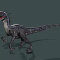 Spiked Back Dinosaur 3D Model Character Walking With Open Mouth Red Tongue And Striped Skin