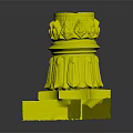 Yellow Ornate Architectural Column With Lotus Petal Design And Base