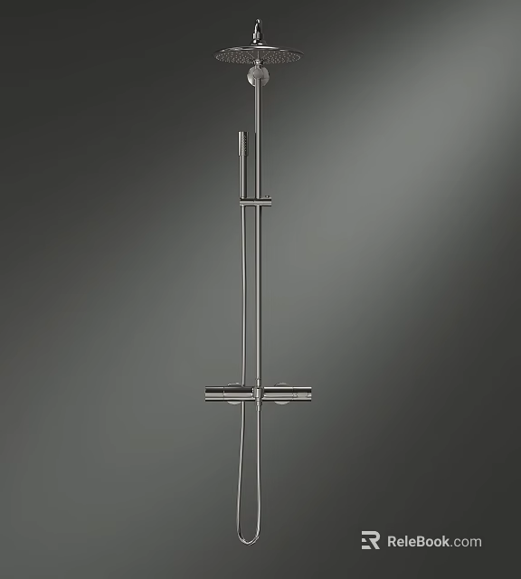 Sleek Modern Chrome Shower System with Handheld Sprayer and Adjustable Slide Bar 3d model