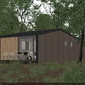 Wooden Cabin in Forest with Wooden Siding Gray Exterior Outdoor Terrace and Garden Furniture