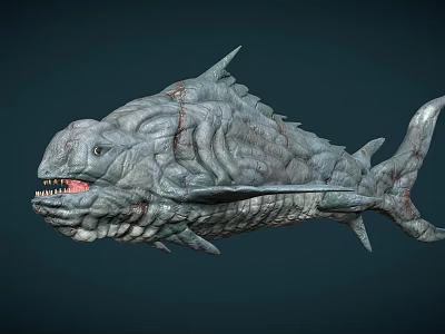 Fierce Looking Fish With Rough Scaly Skin Sharp Teeth And Spiked Fins 3d model
