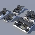 Traditional Style Detached Villas Featuring Gray Roofs White Walls And Courtyard Layout