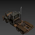 Vintage Heavy Duty Truck With Rusty Metal Front Guard And Exhaust Pipes