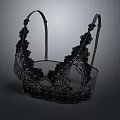 Black Lace Bra With Transparent Mesh Feminine Design Delicate Floral Patterns Adjustable Straps
