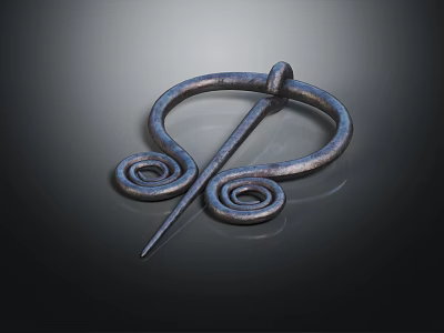 Elegant Vintage Metallic Brooch With Spiral Design And Circular Loops 3d model