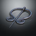 Elegant Vintage Metallic Brooch With Spiral Design And Circular Loops