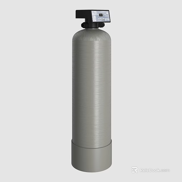 Public Facility Water Treatment Tank With Cylindrical Structure And Gray Exterior Surface 3d model 
