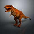 Tyrannosaurus Rex Dinosaur Character in Standing Pose with Open Mouth on Gray Gradient Background