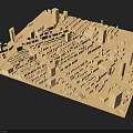 Aerial Planning Urban City Model With Building Layout And Street Grid