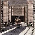 Luxurious Hotel Lobby Interior Design With Green Armchairs Patterned Carpet And Spiral Staircase